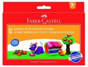 *Plastilinas Faber-Castell Jumbo, 130g, 12 spalvų