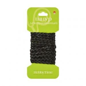 Dekoratyvinė odinė  juostelė HobbyTime,  4mm, 1.5m, pinta, juodos spalvos