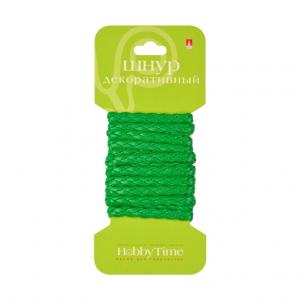 Dekoratyvinė odinė  juostelė HobbyTime,  4mm, 1.5m,pinta,  žalios spalvos