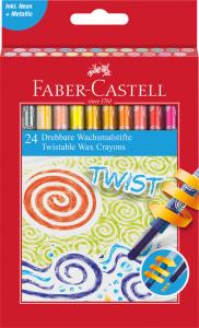 Vaškinės kreidelės Faber-Castell, išsukamos, 24 spalvos
