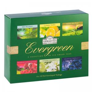 Žalioji arbata AHMAD EVERGREEN SELECTION, pakuotėje 60 arbatos pakelių.