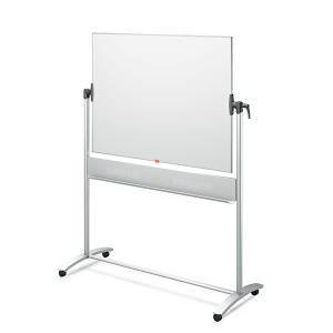 Dvipusė vartoma emaliuota magnetinė lenta NOBO, 90x120 cm, mobilus stovas, balta sp.