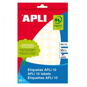 Lipnios etiketės APLI, apvalūs, diam. 13 mm,18 l., balta