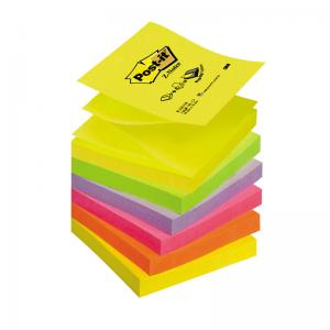 Lipnūs lapeliai Post-it Z-Notes, 76x76mm, 6x100 lapelių, ryškių neoninių spalvų