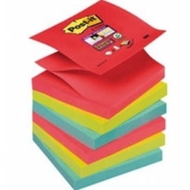 Lipnūs lapeliai POST-IT Super sticky Z-NOTES BORA BORA, 76 x 76 mm, įv. spalvos, 6 vnt./pak.