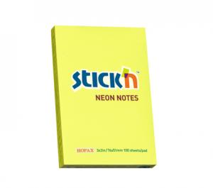 Lipnūs lapeliai Stick´N 21132, 51x76mm, 100 lapelių neoninės geltonos spalvos