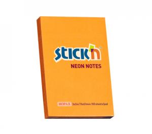 Lipnūs lapeliai Stick´N 21160, 51x76mm, 100 lapelių,Neoninės  oranžinės spalvos