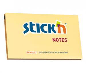 Lipnūs lapeliai Stick´N 21393, 76x127mm, 100 lapelių, oranžinės spalvos