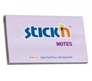 Lipnūs lapeliai Stick´N 21405, 76x127mm, 100 lapelių, violetinės spalvos