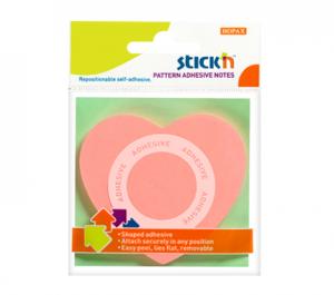 Lipnūs lapeliai Stick´N 21545, 70x70mm, 50 lapelių, širdelės formos, rožinės spalvos, blisteryje