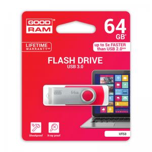 Atmintinė USB 3.0 GOODRAM UTS3 64GB, raudona sp.