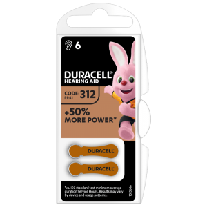 Baterijos klausos aparatui DURACELL 312, 6vnt