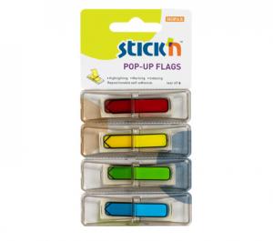 *Plastikiniai žymekliai Stick´N 26018, 45x12mm, strėlytės formos, 4 spalvos po 30 vnt.,blisteryje