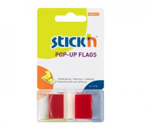 Plastikiniai žymekliai Stick´N 26021, 45x25mm, 50vnt., raudonos spalvos, blisteryje