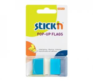 Plastikiniai žymekliai Stick´N 26024, 45x25mm, 50vnt., mėlynos spalvos, blisteryje