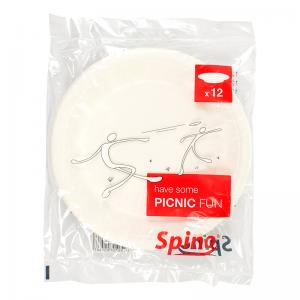 Vienkartinės lėkštės SPINO PICNIC FUN, 22 cm, 12 vnt., popierius, balta