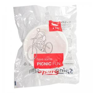 Vienkartinės lėkštės SPINO PICNIC FUN, 500 ml,  gilios, 12 vnt., plastikas, balta