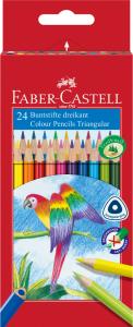 Spalvoti pieštukai Faber-Castell Parrot, 24 spalvų, tribriauniai