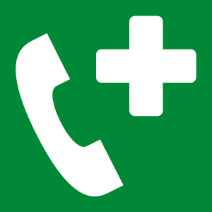 Informacinis lipdukas Charlot, 85x85mm, AVARINIS TELEFONAS, žalias