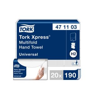 Servetėlės Tork Xpress Multifold Universal H2 (471103), 2 sluoksniai, baltos spalvos, 190 lapelių