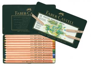 Spalvoti pieštukai Faber-Castell PITT Pastel Ø 4,3мм, 12 spalvų, metalinėje dėžutėje