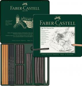 Rinkinys Faber-Castell PITT Charcoal Monochrome, skirtas eskizavimui, 24vnt