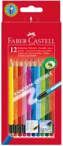 Spalvoti pieštukai Faber-Castell 2011, su trintuku, 12 spalvų