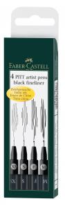 Rašikliai piešimui Faber-Castell PITT, XS, S, F, M, 4 vnt., juodos spalvos
