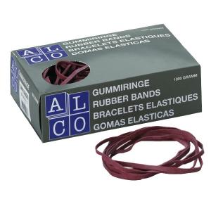 Kanceliarinės gumytės ALCO, 100mm x 5mm (skersmuo 65mm), 1kg, raudonos spalvos