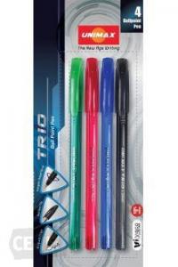 Tušinukų rinkinys UNI-MAX TRIO 0,7mm. Rinkinyje 4 rašikliai: žalios, raudonos, mėlynos ir juodos spalvos.