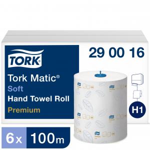 Popieriniai rankšluoščiai Tork Premium Matic Soft H1 (290016), 2 sluoksniai, baltos spalvos, 100m, 408 lapeliai