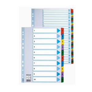 Skiriamieji lapai Esselte MYLAR, A4, kartoniniai 1-12 skaičiai PP, įvairių spalvų