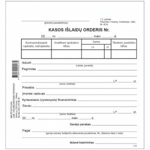 Kasos išlaidų orderis, A6, 100 lapų