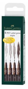 Rašikliai piešimui Faber-Castell PITT, S, F, M, B, 4vnt., rudos spalvos