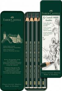 Pieštukai Faber-Castell 9000 Jumbo, 5vnt, metalinėje dėžutėje