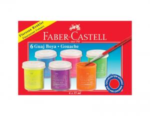 *Guašas Faber-Castell. tūbelėse (6x15ml), 6 neoninės spalvos