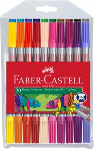 Flomasteriai Faber-Castell, dvipusiai, 20 spalvų