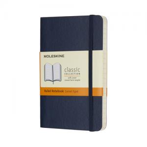 Užrašų knygutė Moleskine Classic 9x14cm, linijomis, minkštu viršeliu, mėlynos spalvos