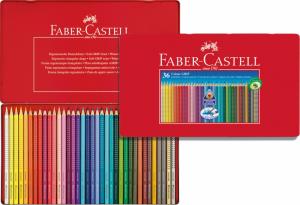 Spalvoti pieštukai Faber-Castell GRIP 2001, 36 spalvų, metalinėje dėžutėje