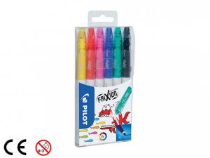 Flomasteriai Pilot Frixion Colors, 0,7-0,39, su trintuku, 6 įvairių spalvų