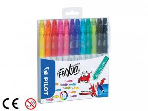 Flomasteriai Pilot Frixion Colors, 0,7-0,39, su trintuku, 12 įvairių spalvų