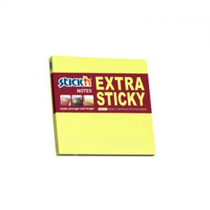 Lipnūs lapeliai Stick´N Extra Sticky 21670, 76x76mm, 90 lapelių, neoninės geltonos spalvos