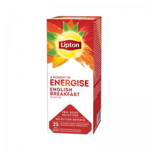 Juodoji arbata Lipton English Breakfast, su vokeliu, 25 pakeliai