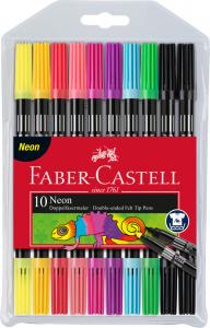 Flomasteriai Faber-Castell, dvipusiai, 10 neoninių spalvų