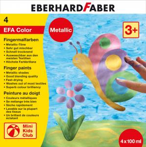 Dažai piešimui pirštais EberhardFaber, 4x100ml, metalikos spalvų