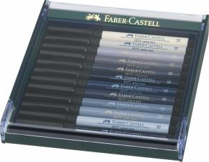 Rašikliai piešimui Faber-Castell PITT, 12vnt, pilkų atspalvių