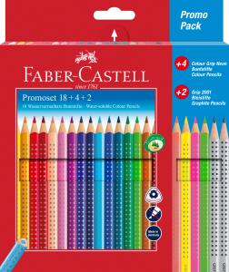 **Spalvoti pieštukai Faber-Castell Grip 18+4neoninės+2 grip pieštukai