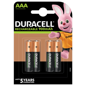 Elementai Duracell įkraunami,  AAA (DX2400; HR03) 1,2V, 900 mAh, NiMH, 2 vnt